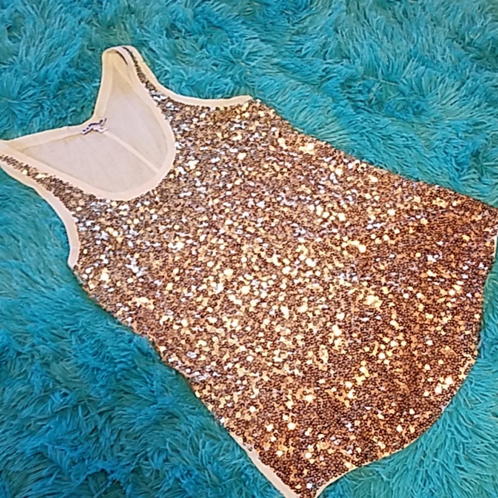 Express ombre silver gold sequin tank